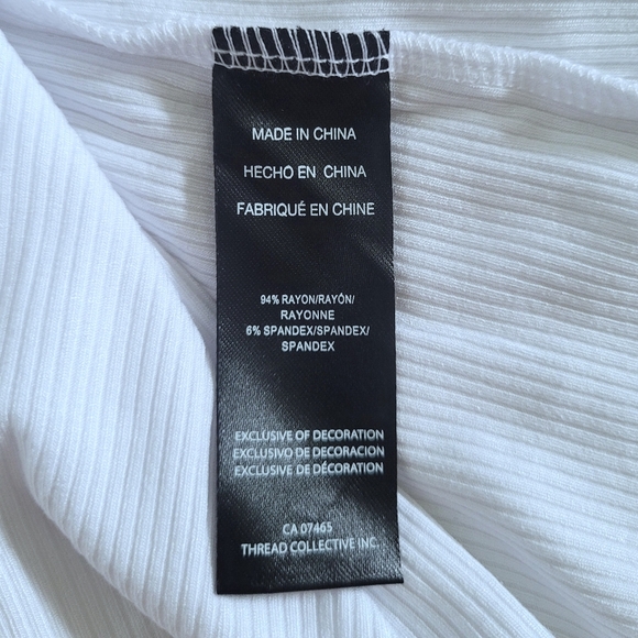 bebe White Ribbed Top with Clear Rhinestones💎 - NWT - Picture 7 of 15